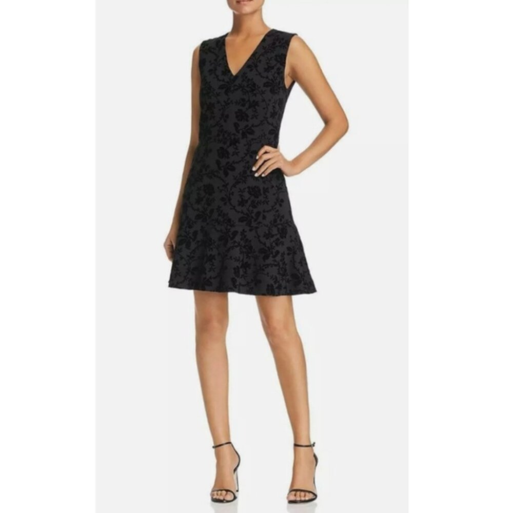 Le Gali Black Dress Size Small LBD "Mirella" Velvet Jacquard